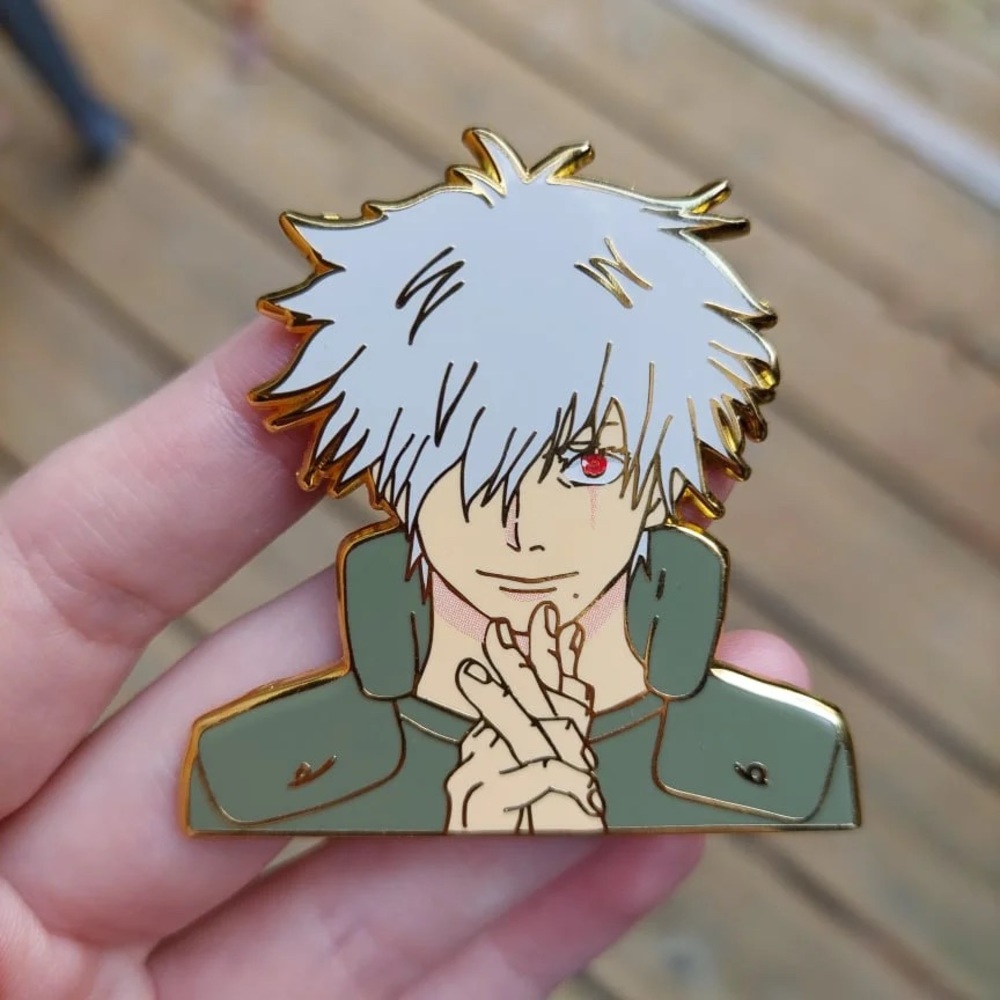 Kakashi gojo enamel pin gold Naruto jujutsu Kaisen fan made